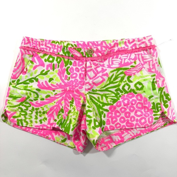 Lilly Pulitzer Adie Pink Sunset Home Slice Shorts Size 4 - Picture 1 of 7